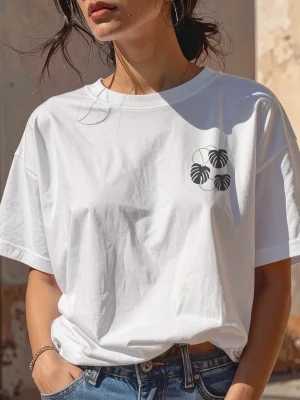 Embroidery 3Leafs Monstera - Organic Oversize Shirt